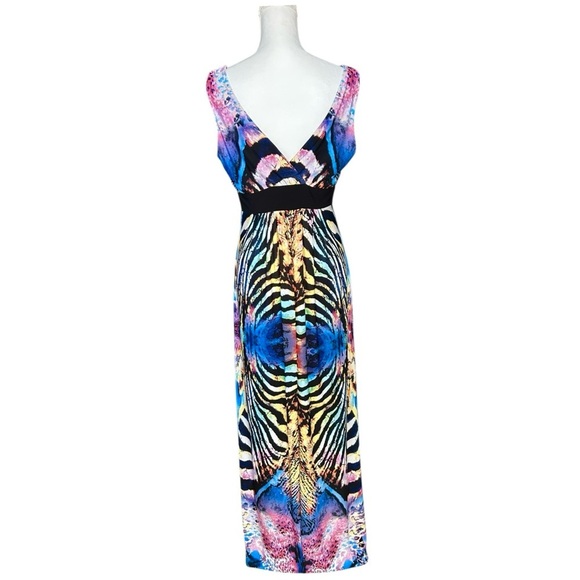 RONNI NICOLE Sleeveless Maxi Dress sz 10 Multicolor Anumal Print V-Neck  Stretch - Picture 2 of 10